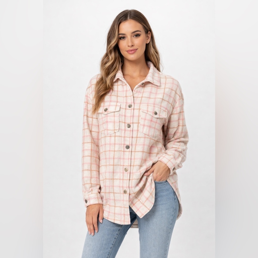 Joie Pink and Brown Checkered Jacket